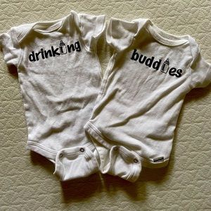 Drinking Buddies Twin baby onesies